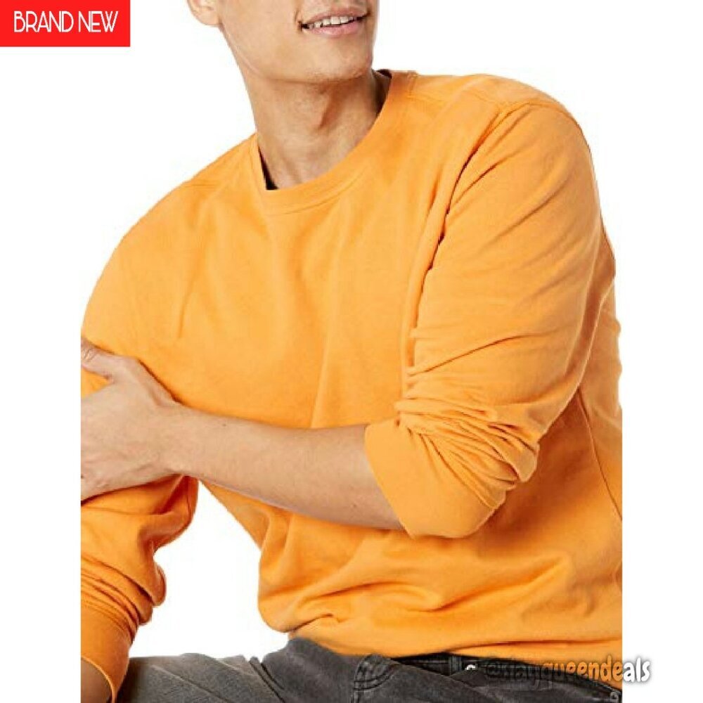 Men's Lightweight Fleece French Terry Crewneck Sweatshirt Regular Fit - Picture 4 of 7